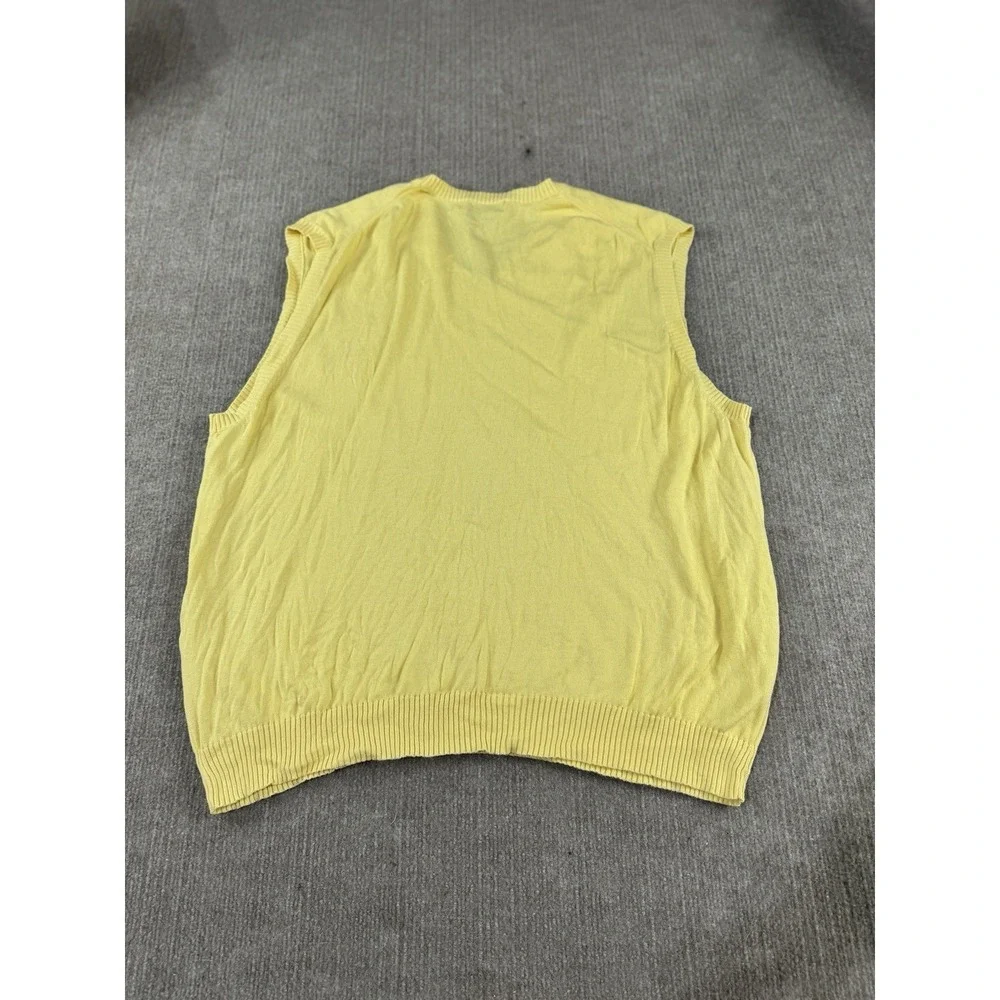 Brooks Brothers 346 Men's XL Sweater Vest Yellow Pullover V-Neck Knit Cotton